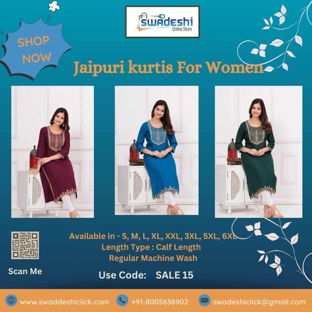 Jaipuri Cotton Kurtis for Women – Swadeshi Click Trending...
